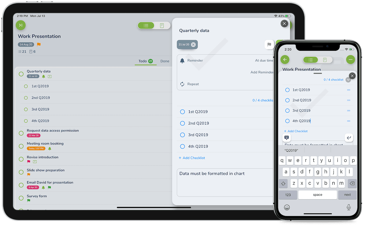 Checklist notification